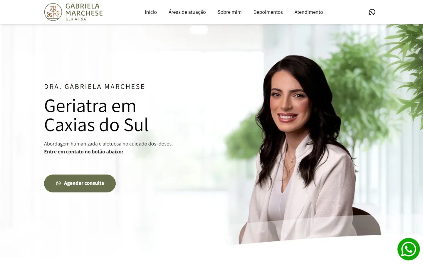 Primeira tela do site Dra. Gabriela Marchese